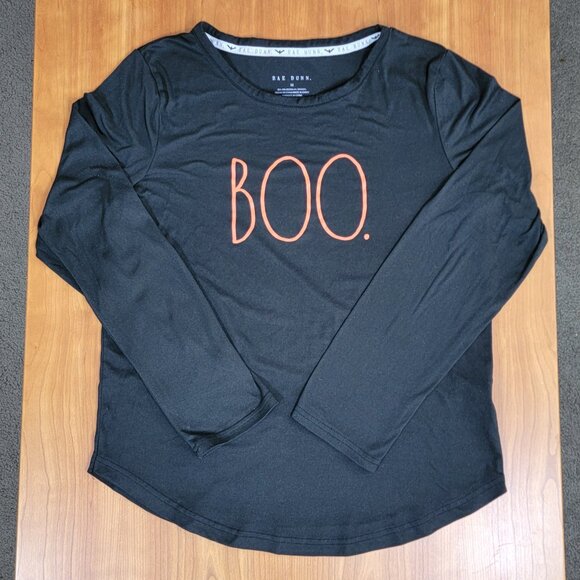 Rae Dunn Black Orange Boo Long Sleeved Tee - M - Picture 3 of 7